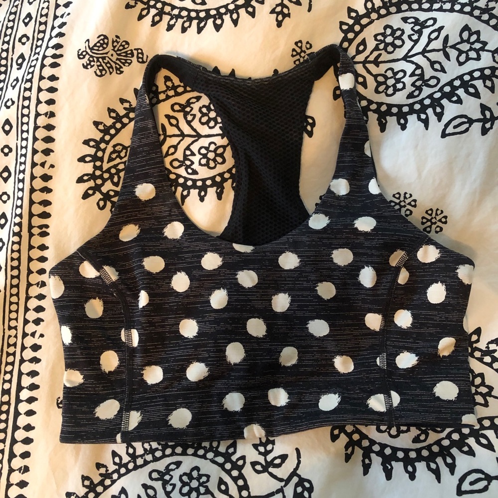 Outdoor Voices Doing Things Bra Black Polka Dot S